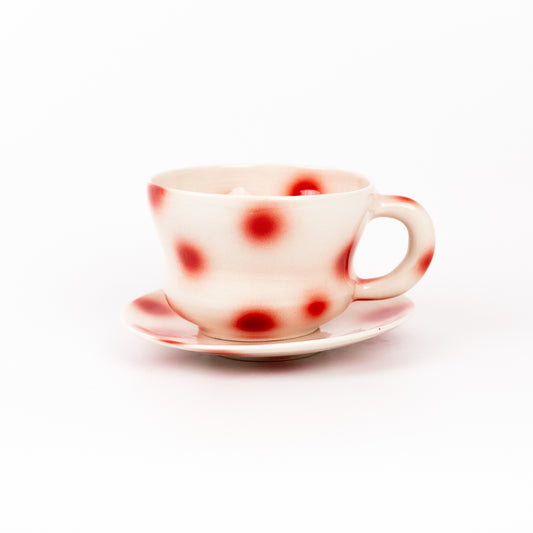 spray gun dot mug & saucer