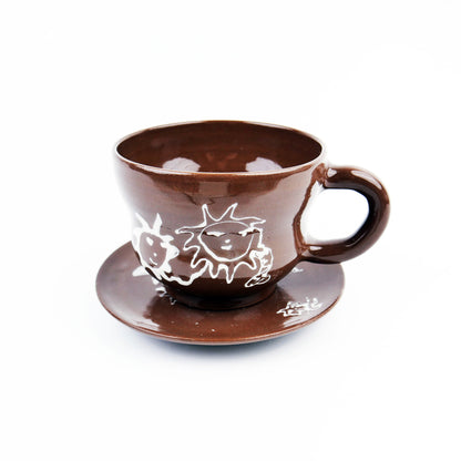 Mud doodle mug & saucer